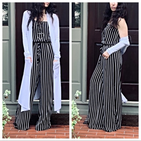 ✨LAST ONES ✨Chic tube striped wide leg jumpsuit - Picture 7 of 8